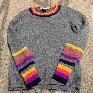 Autumn Cashmere Gray Sweater with Colorful Stripes